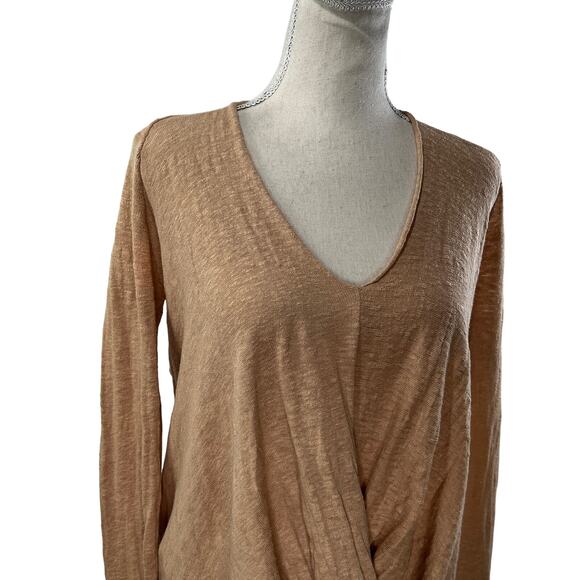 Brochu Walker Linen Blend Twist Hem Long Sleeves Top Small - Picture 2 of 10